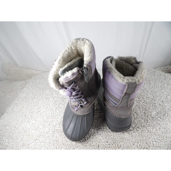 Lands' End Girls Purple Gray Zipper Round Toe Mid Calf Snow Boots Size US 11 - Picture 6 of 9